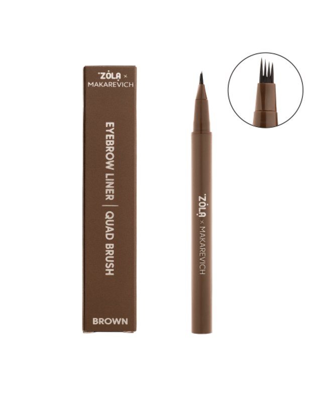 ZOLA x Makarevich Antakių pieštukas- flomasteris su Quad Brush (4 linijų) – Brown