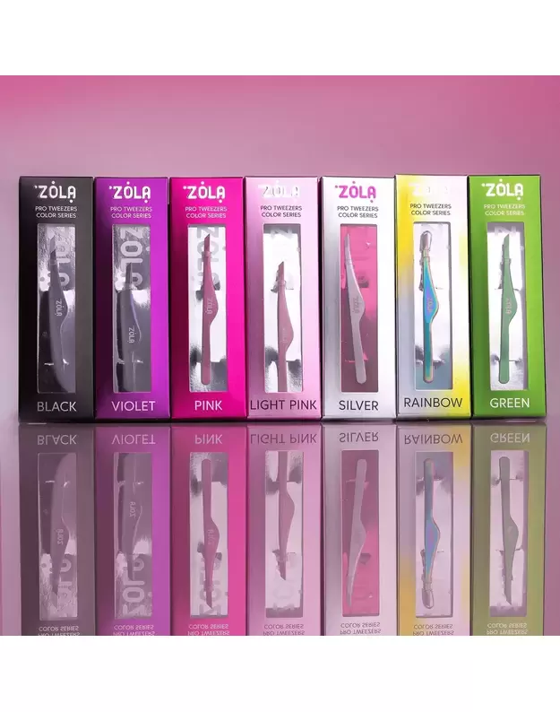 ZOLA BEVELED tweezers COLOR SERIES (profesionalus kirstas pincetas) įvairios spalvos 2