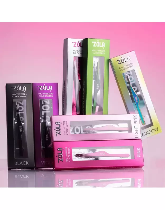 ZOLA BEVELED tweezers COLOR SERIES (profesionalus kirstas pincetas) įvairios spalvos
