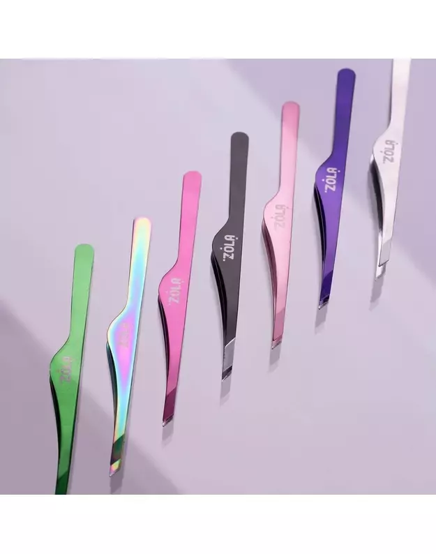 ZOLA BEVELED tweezers COLOR SERIES (profesionalus kirstas pincetas) įvairios spalvos 1